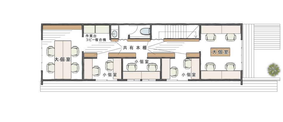 北棟2階のフロアマップ